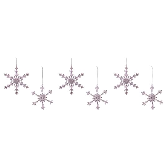 Melrose Purple Snowflake Jewel Ornaments Set